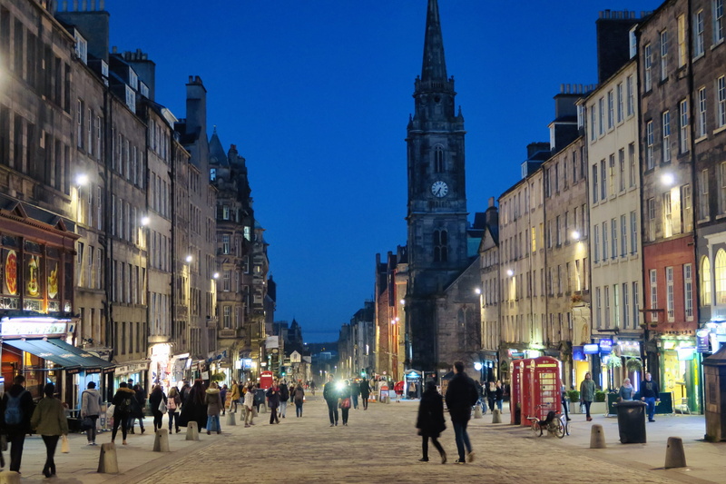 scotland, city life, street, shopping, dusk, architecture, men, crowd, building exterior, illuminated, travel destinations, built structure, group of people