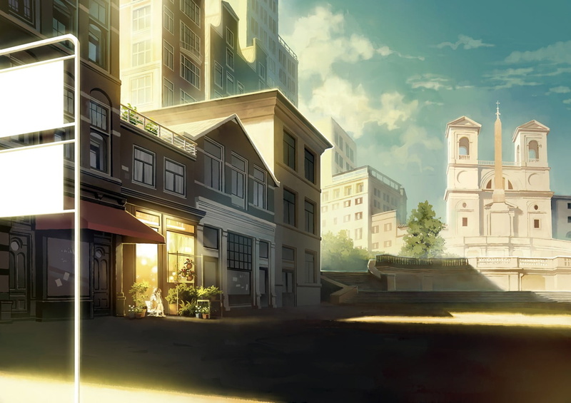row house, building exterior, no people, transportation, 720P, sky, residential district, built structure, anime girls, city, architecture, nature, house