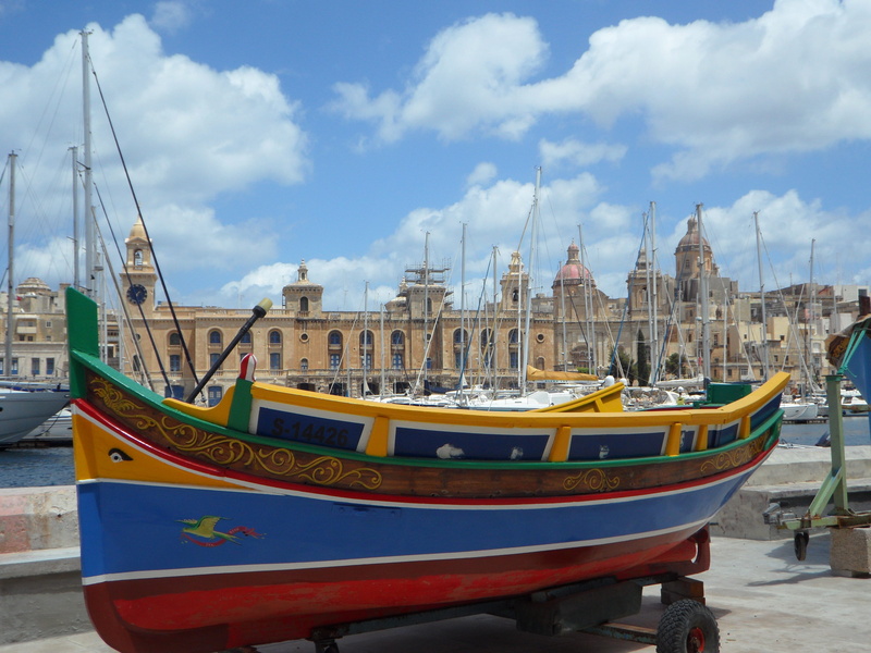 beach, mode of transportation, day, luzzu, sky, valletta, daytime, no people, colorful, nautical vessel, transportation, harbor, boat, water, architecture