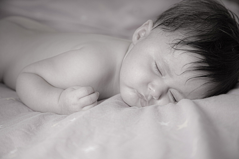 body part, child, furniture, positive emotion, black white, surface, newborn, sleep, sleeping, innocence, face, human body part, grayscale, small child