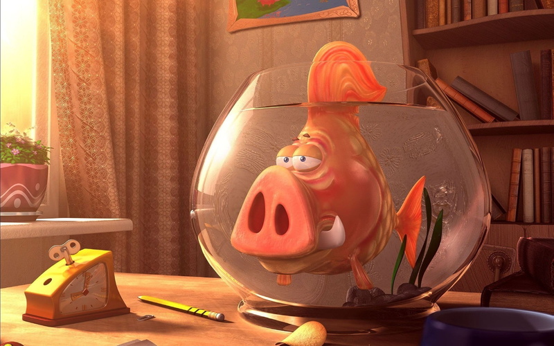 pigs, work tool, day, home interior, human representation, creativity, 1080P, still life, art and craft, representation, no people, decoration, fish, orange color