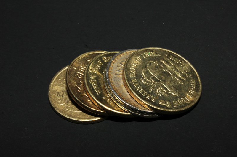 black background, 5K, currency, single object, still life, investment, buy, Money, financial, Rupees, Coins, business, text, Five, economy, studio shot