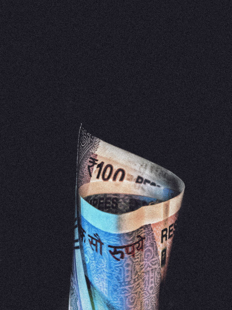 latte, note, india, number, crayon, black background, wealth, still life, figurine, beverage, drink, savings, coin, gray, india currency, 4K, indoors