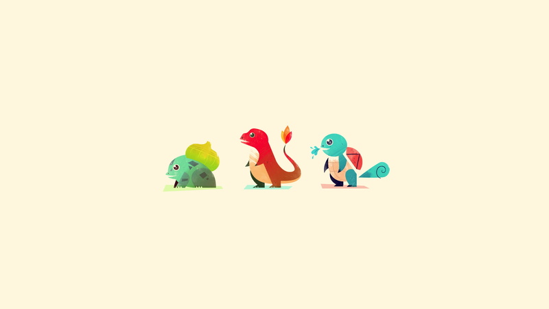 minimalism, Pokémon, Charmander, 1080P, Bulbasaur, Squirtle