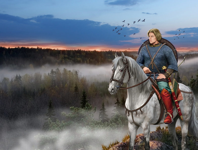 Shield, Mail, Horse, Ancient Rus, Forest, Slavic Warrior, Sword, 1080P