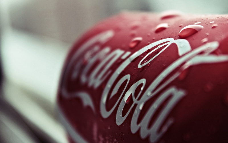 depth of field, 1080P, water drops, photography, can, closeup, macro, typography, Coca-Cola