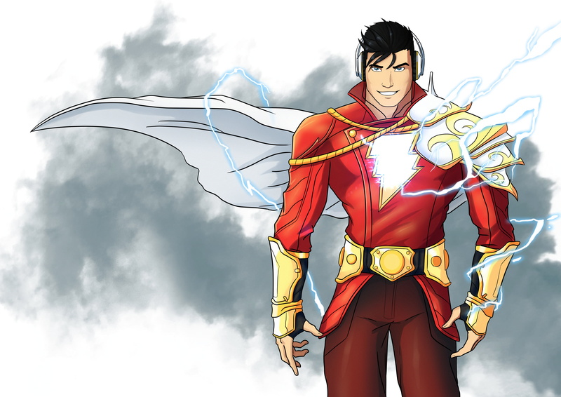 dc comics, fantasy, sky, portrait, men, sword, flash, warrior, 4K, day, Captain Marvel, power, Billy Batson, young adult, cartoon, Shazam, illustration