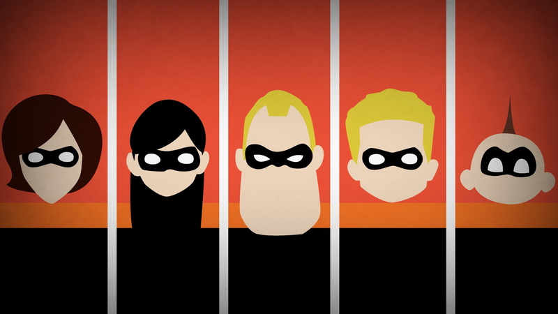 panels, minimalism, Marvel Comics, Blo0p, superhero, Pixar Animation Studios, family, 1080P, movies, The Incredibles, hero, Disney