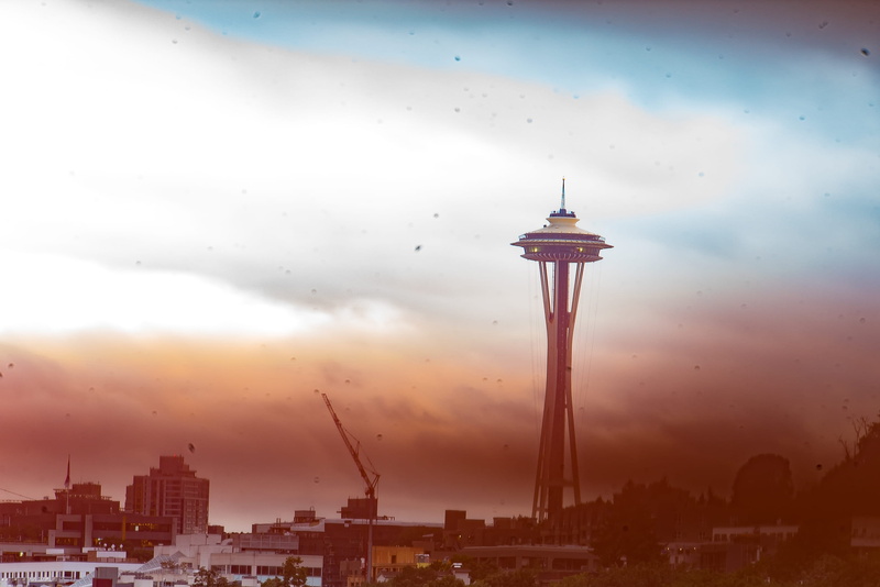 building, outdoors, dirt, design, cloud - sky, long exposure, no people, tower, cityscape, 2K, red, tall - high, city, mist, office building exterior