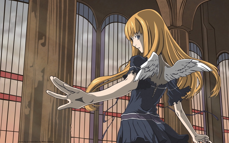 blonde, Dogs: Bullets and Carnage, 1080P, fantasy girl, anime girls, wings, anime