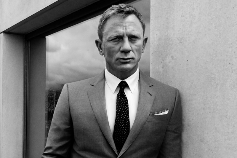 Daniel Craig, black and white, 1080P, tie, jacket, costume, actor, Greg Williams, Esquire, photo