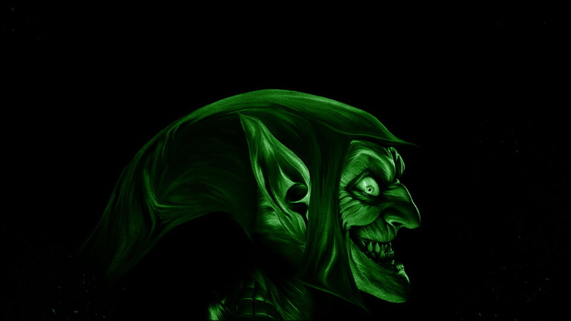 beauty in nature, dark, leaf, copy space, nature, close-up, Green Goblin, plant part, freshness, indoors, Comics, studio shot, night, black background