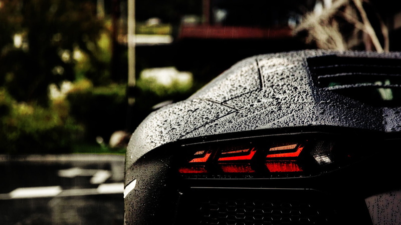 water drops, black, Lamborghini Aventador, number, no people, nature, control panel, communication, transportation, plastic, electronic, day, Lamborghini