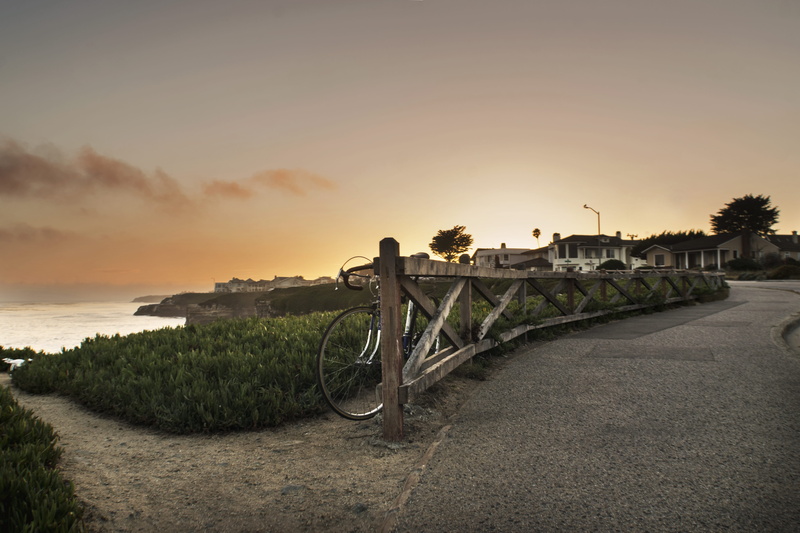 ca, mode of transportation, santa cruz, weather, plant, bicycle, clouds, nature, outdoors, tranquility, direction, 5K, united states, waves, ocean, the way forward