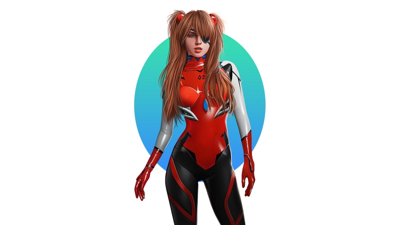 plain background, plugsuit, 2K, Neon Genesis Evangelion, Asuka Langley Soryu
