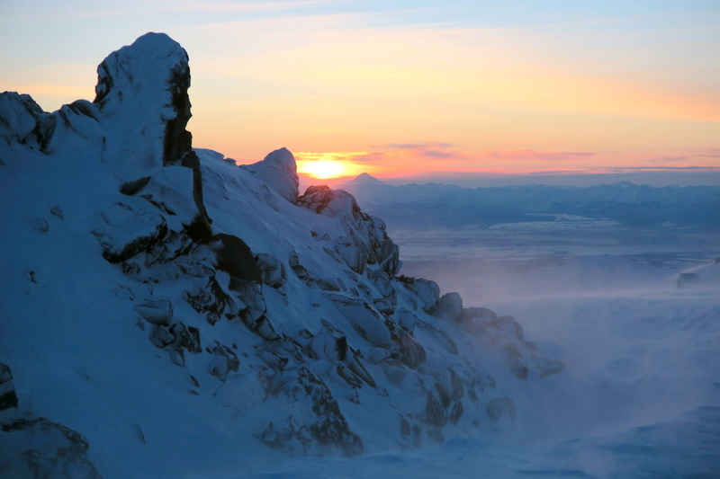 tranquil scene, winter day, kamchatka, snow, snowdrifts, height, stone figures, scenics - nature, mountain peak, idyllic, rocks, remote, sunset, cold temperature