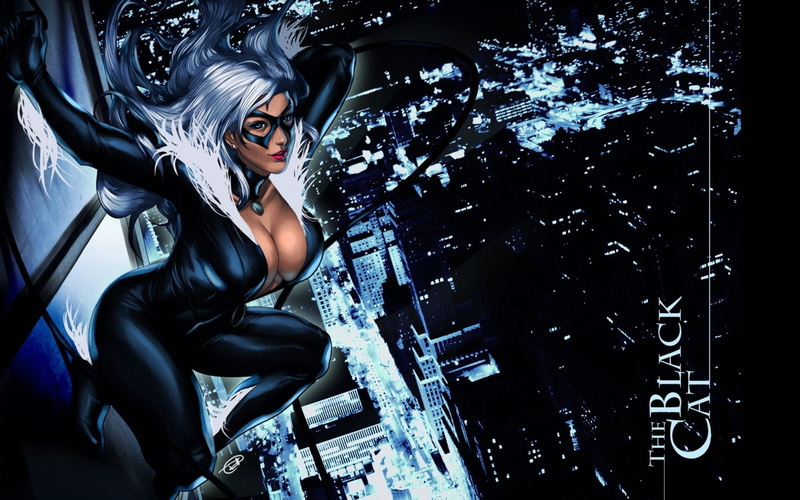 cat, marvel, 720P, cleavage, black, cartoon/comic, hd