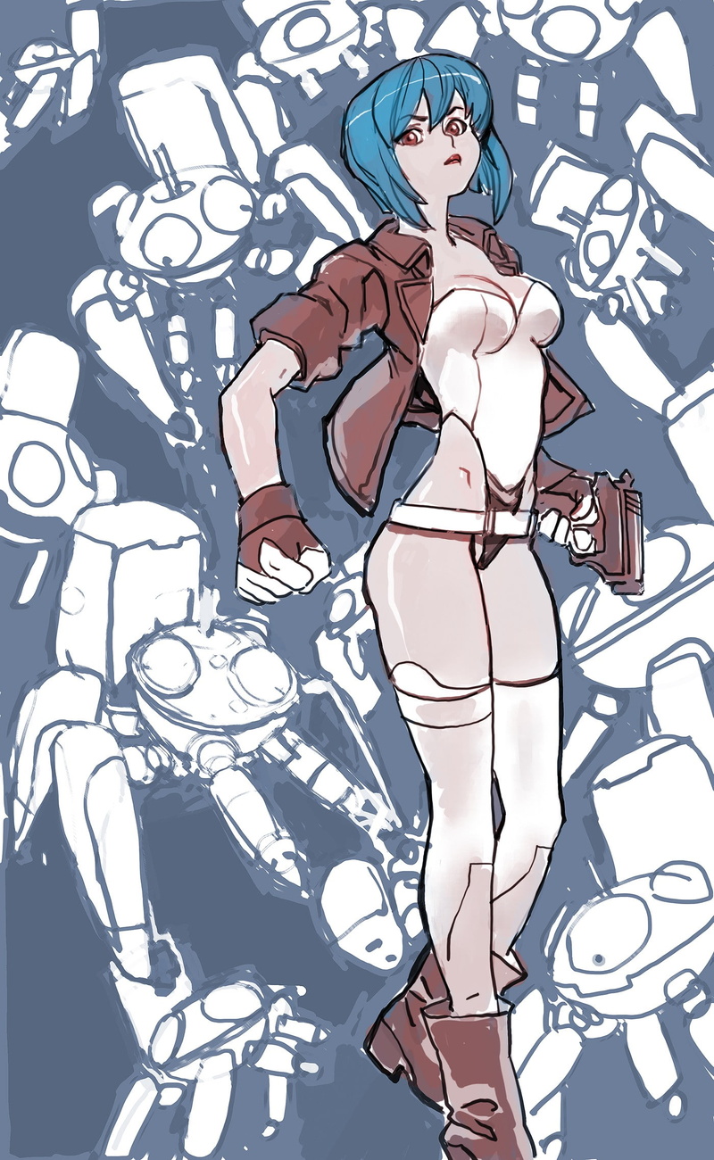Kusanagi Motoko, human hand, human representation, activity, pattern, lifestyles, fan art, black color, anime, people, body part, representation, women