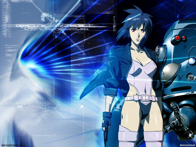 kusanagi, eyes, shell, 720P, fantasy, red, anime, art, girls, ghost, motoko