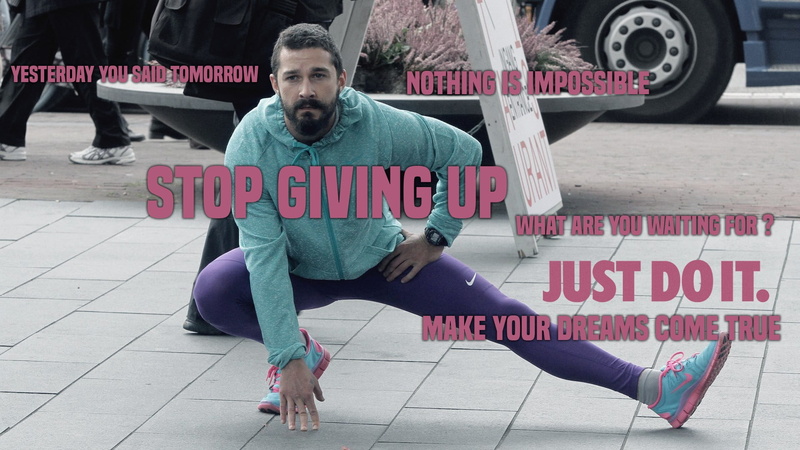 text, s, beard, Shia LaBeouf, front view, casual clothing, outfit, men, communication, males, real people, stretching, young adult, green, one person, western script