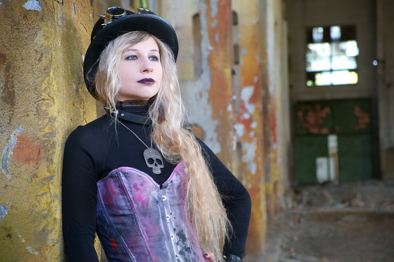 wearing, shop, one person, architecture, street art, steampunk, one, waist up, young women, woman, beauty, clothing, leisure activity, photo, outfit, young adult