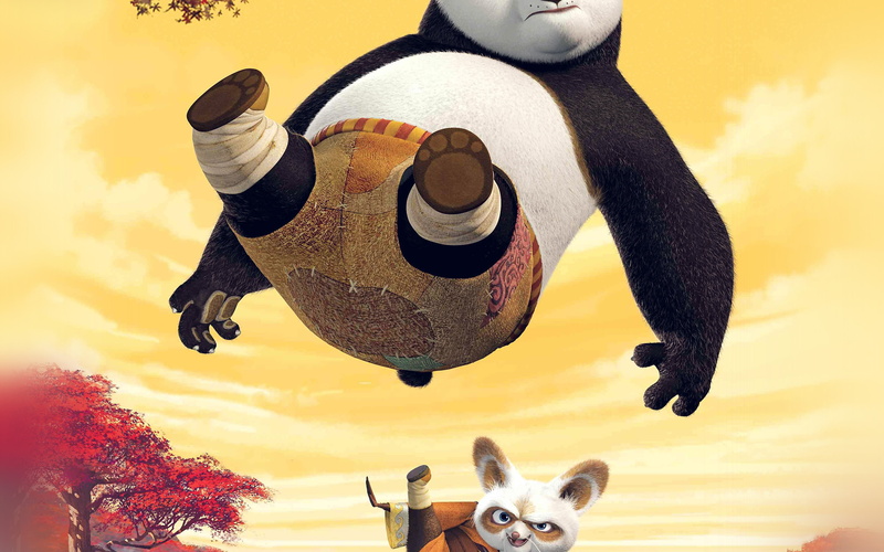 portrait, cloud - sky, low angle view, domestic, digital composite, flying, representation, art, kungfu, dreamworks, cute, mammal, domestic animals, animal themes