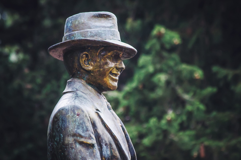 argentina, religion, sculpture, craft, male likeness, plant, representation, green, popular, tree, old, outdoors, day, hat, park, no people, la plata, belief