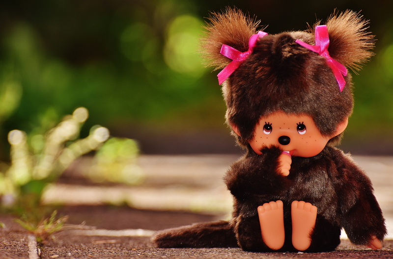 sitting, childhood, close-up, funny, fun, monchhichi, animal wildlife, cute, representation, mammal, innocence, outdoors, focus on foreground, animal representation