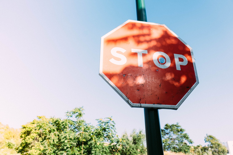 warning sign, tree, nature, blue, signal, road sign, 5K, sky, red, information, text, shapes, conceptual, western script, outdoors, road, capital letter