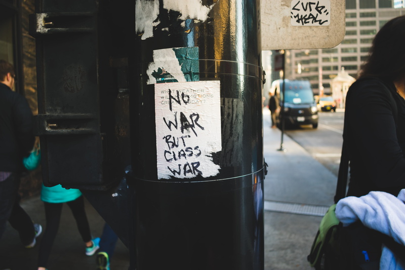 text, men, sticker, 5K, metal, people, Class War, black, western script, urban Scene, architecture, focus on foreground, non-western script, script, standing