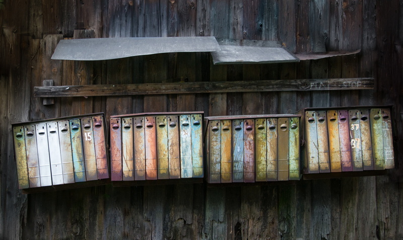 full frame, day, indoors, wall, choice, house, vilnius, postal, style, absence, old, mail, racks, weathered, steel, post, correspondence, mailboxes, wood