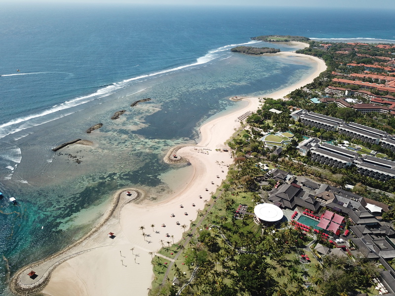 outdoors, aerial view, water, scenics - nature, sea, city, building, travel destinations, indonesia, horizon over water, tree, high angle view, beach, land