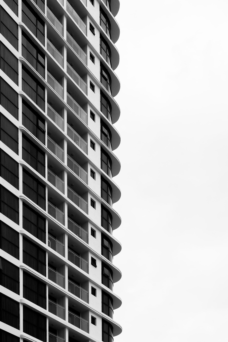 office building, building, hotel, window, rise, close-up, apartment building, design, banister, railing, clear sky, metal, home decor, urban, coupe, roof