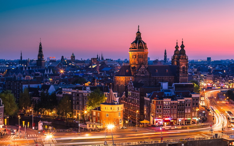 2K, houses, Buildings, Netherlands, Noord-Holland, noord, Nederland, Sunset, cars, exposure, photographyof, roads, Amsterdam, streets, city, lights, holland