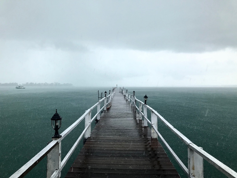 the way forward, railing, nature, fog, bridge, 4K, wooden, long, malaysia, sea, non-urban scene, tranquil scene, diminishing perspective, beauty in nature