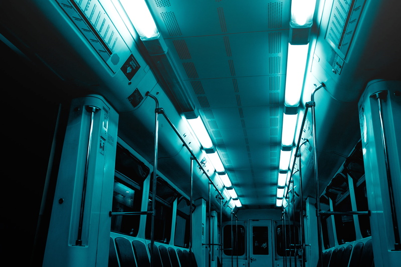public transportation, vehicle seat, seats, transportation system, illuminated, vehicle interior, door, transport, station, glass, exit, light, technology