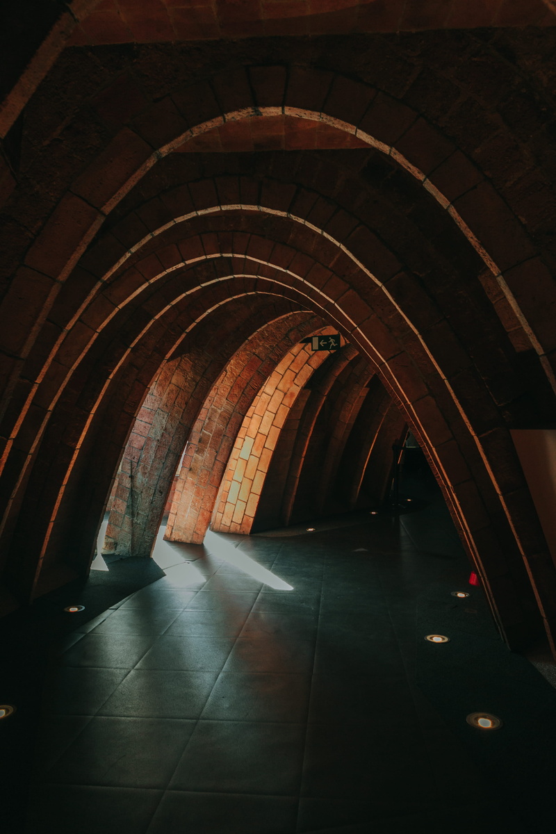background, multi, city, brick wall, art, in a row, the way forward, diminishing perspective, modern, tunnel, sunlight, subway system, dark, green, street