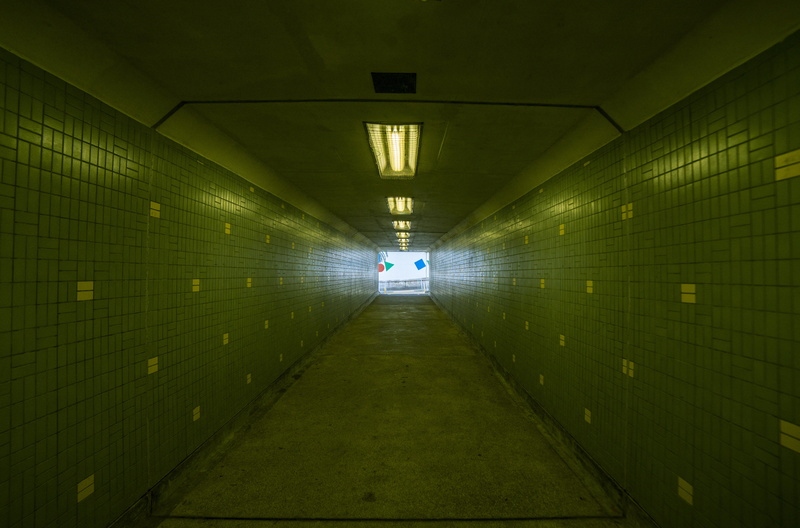the way forward, illuminated, subway, brick, no people, public transportation, architecture, way, diminishing perspective, footpath, tiles, long, light at the end of the tunnel