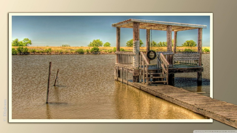 thru, 1080P, bayou, 3d and abstract, frame, pier, lake, hdr