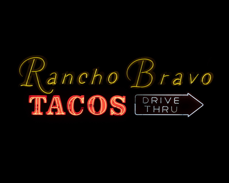 communication, outdoors, copy space, no people, 4K, text, neon, commercial sign, bravo, calligraphy, nightlife, western script, thru, black background