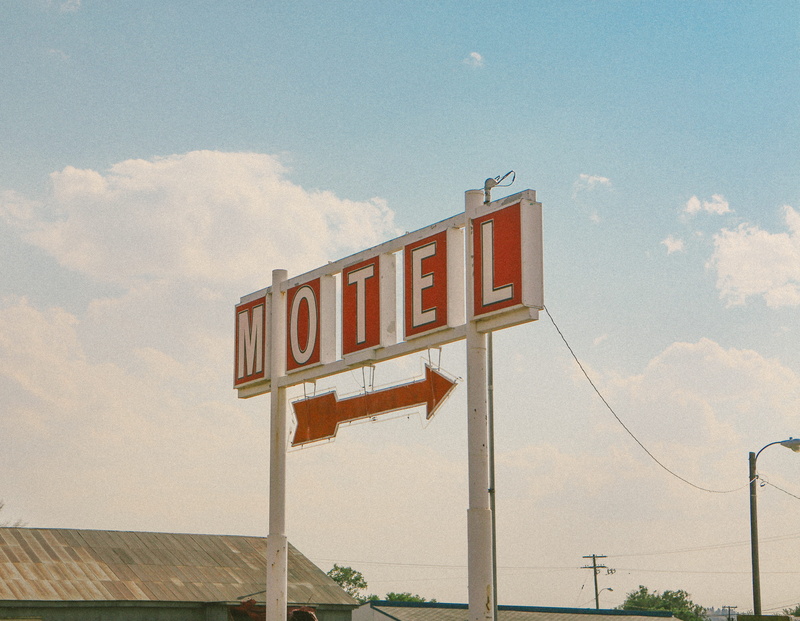 architecture, no people, sky, building exterior, white, Motel, sign, signage, transportation, capital letter, 4K, day, nature, outdoors, information, retro styled