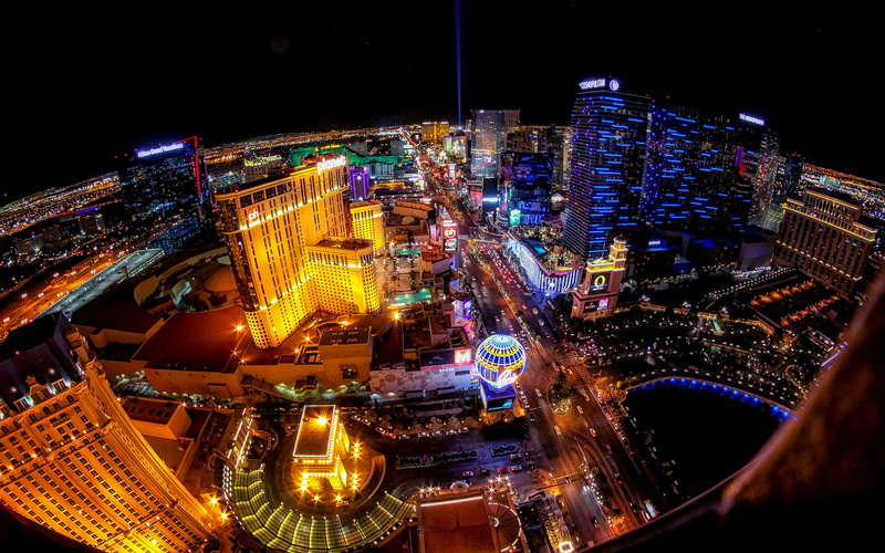 1080P, buildings, hd, las, night, fisheye, vegas, lights, cityscape