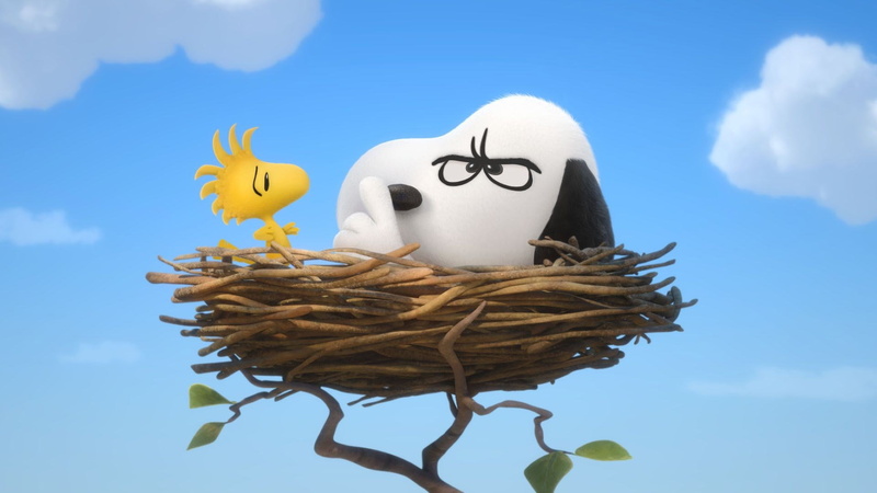 emotion, plant, plant part, bird, creativity, 1080P, blue, tree, cloud - sky, communication, leaf, animal representation, snoopy, animal, no people, sky