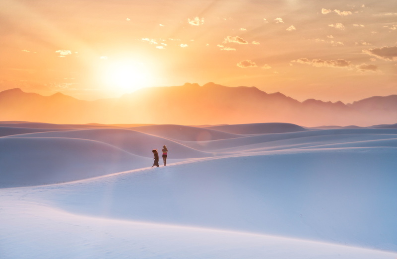 Sunlight, 4K, People. New Mexico, Dunes, 8K, Desert, 8K