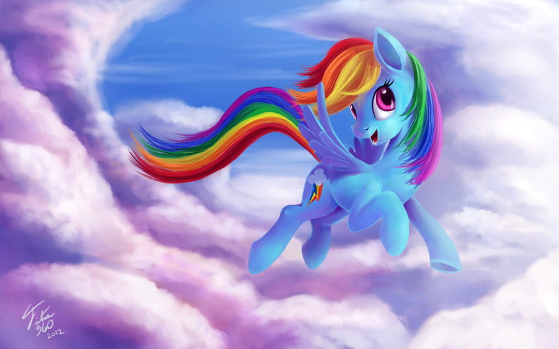 My Little Pony: Friendship is Magic, cartoon, MLP:FiM, by Tsitra360, Rainbow Dash, the sky, 1080P, art