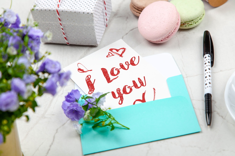 pen, bright, box, table, food, beside, indoors, You, high angle view, plant, white, thread, close-up, greeting card, food and drink, love, still life, creative
