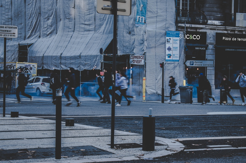 day, transportation, text, sign, running, walking, people, city life, road, communication, protest, group of people, men, real people, women, building exterior