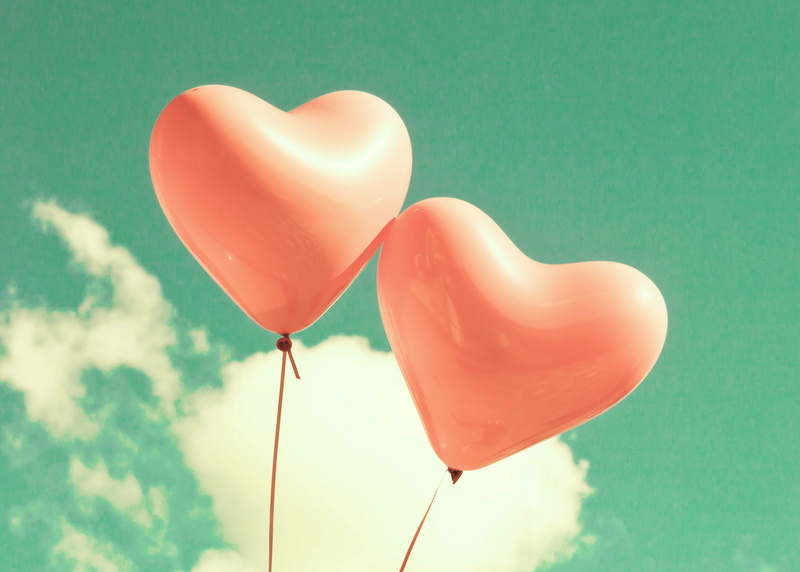 2K, heart, pcs, red, clouds, Love, sky, balloons
