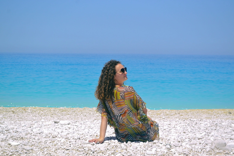 travel, beauty, by, coast, outdoors, hair, curly hair, myrtos, ocean, land, blue, lifestyle, leisure, horizon, winner, greece, sea, exotic, leisure activity