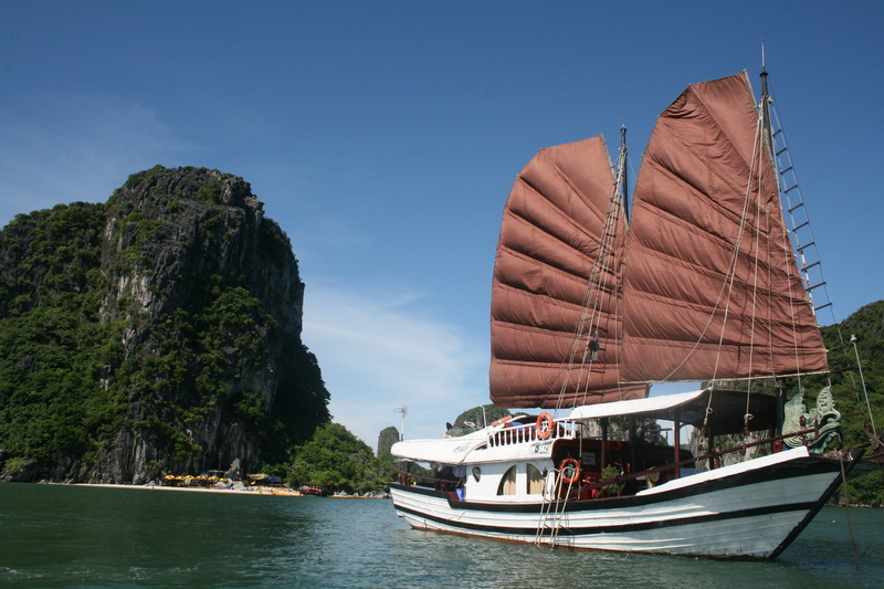outdoors, beautiful day, landscape, romantic, halong, vacation, tour, barge, sailing, holiday, body, mode of transportation, mountain, travel destinations